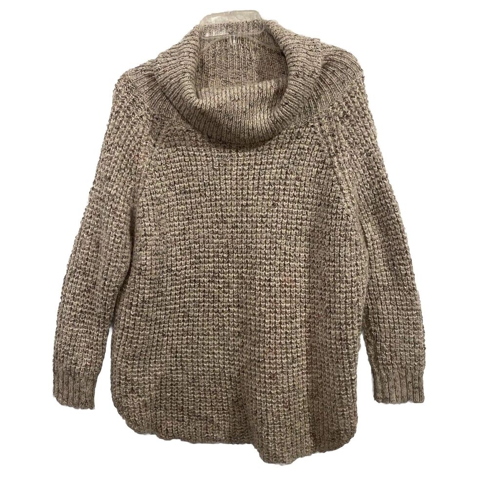 Free People Dylan Tweedy Chunky Cowlneck Sweater M Acrylic Wool Preppy Cozy